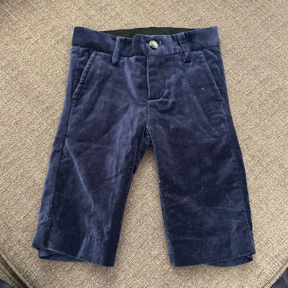 Janie & Jack Infant Navy Velvet Pants